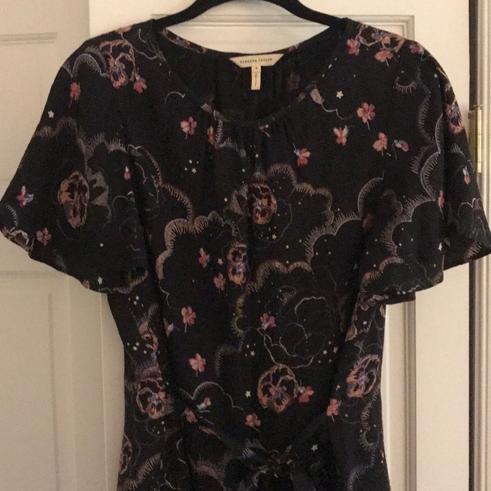 Rebecca Taylor size 8 hammered silk floral dress